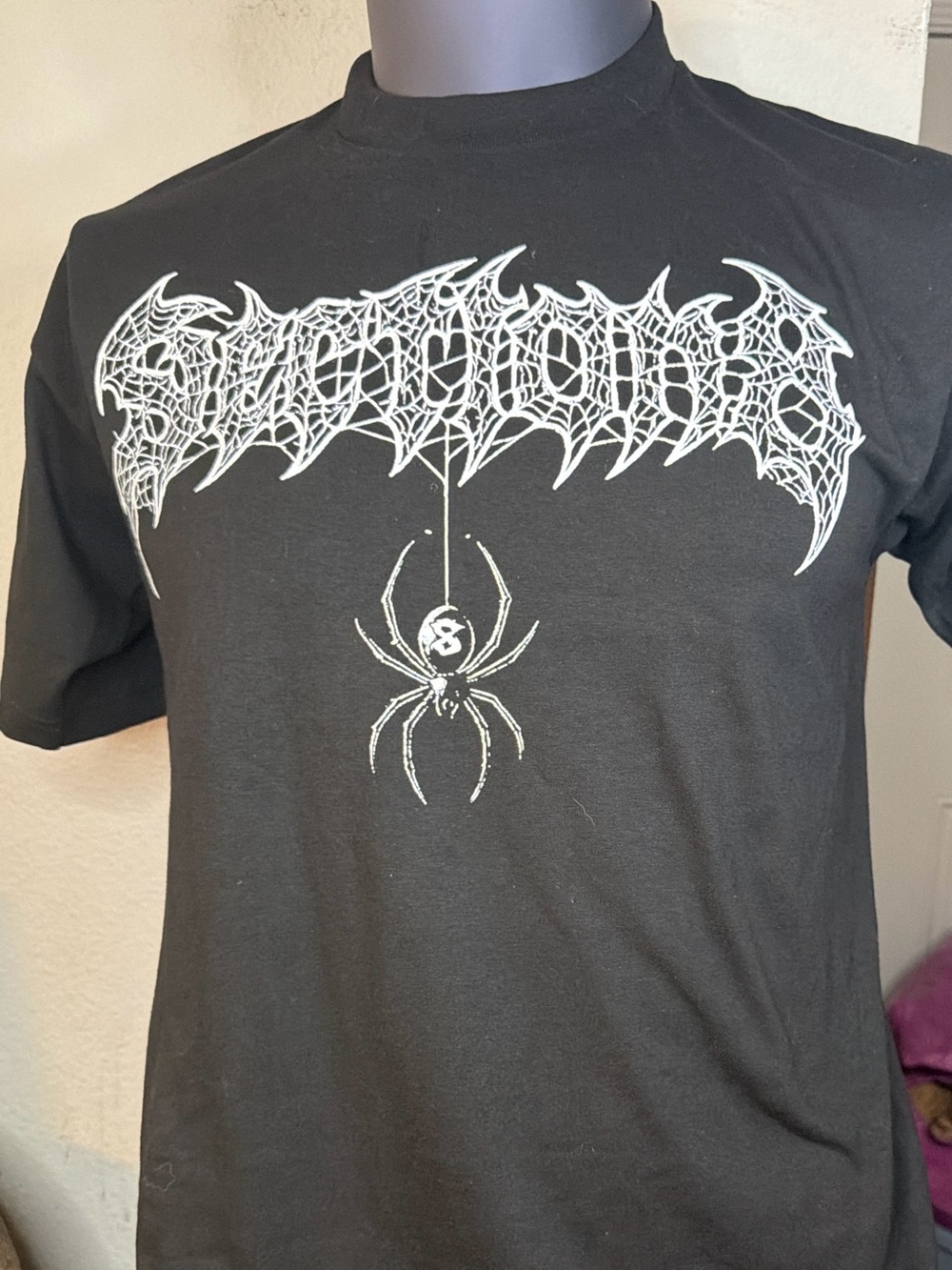 Spider Web Gothic Graphic Tee Black Heavyweight Cotton Size Large